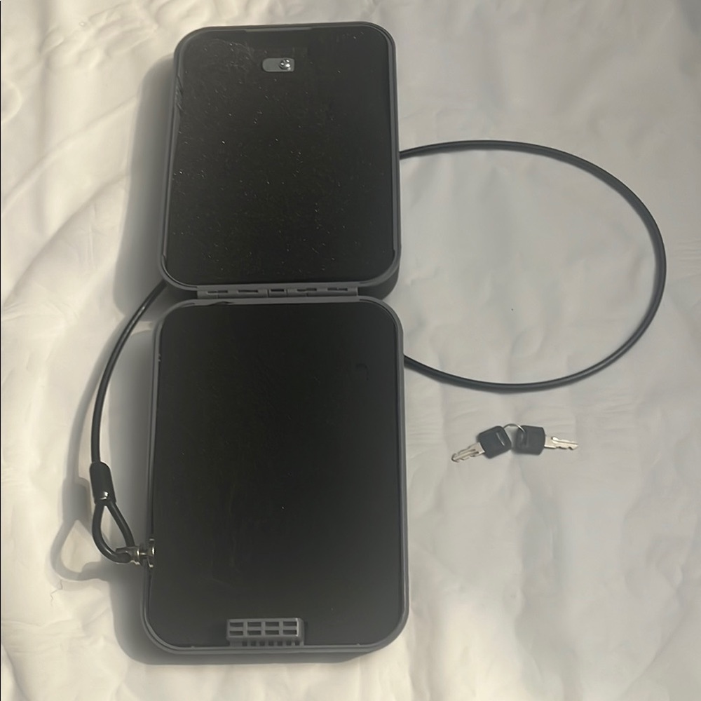 Portable Black Lock Box with Cable and Keys